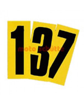 Startnummer Schwarz mit gelben Hintergrund
